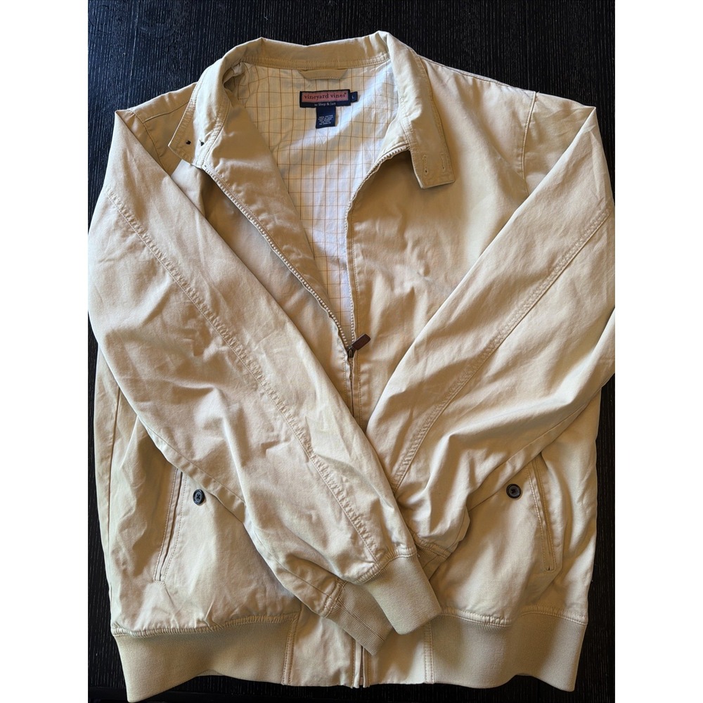 Vineyard Vines Tan Harrington Jacket Windowpane Lining Mens L